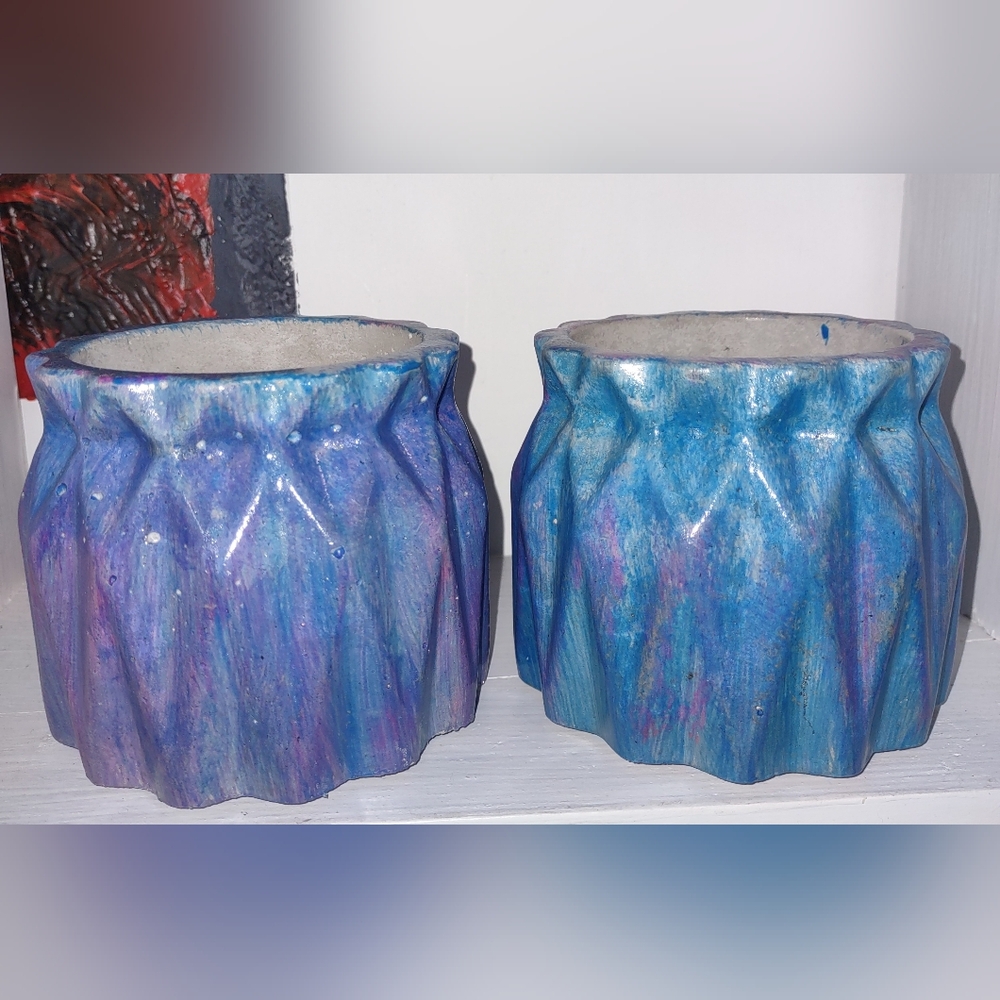 Concrete Vessel Round Set blue pink